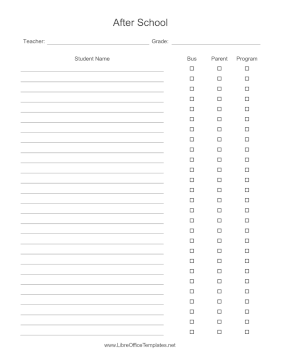 After School Student Tracker LibreOffice Template