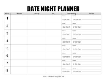 Date Activity Planner LibreOffice Template