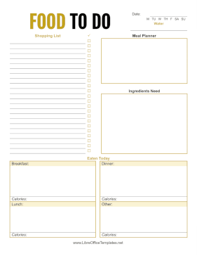 Weekly Grocery Planner LibreOffice Template