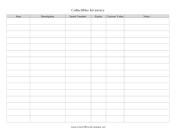 Collector Items Inventory LibreOffice Template