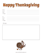 Thanksgiving Turkey Fax LibreOffice Template